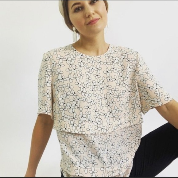 A.L.C. Silk Floral Tiered Shirt Women's Size 4 - Picture 1 of 13